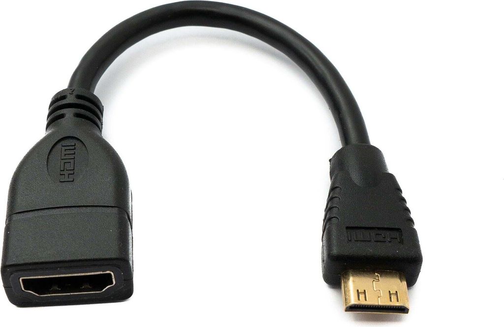 SYSTEM-S HDMI 1.4 Kabel 17 cm Mini Stecker zu Standard Buchse Adapter in Schwarz