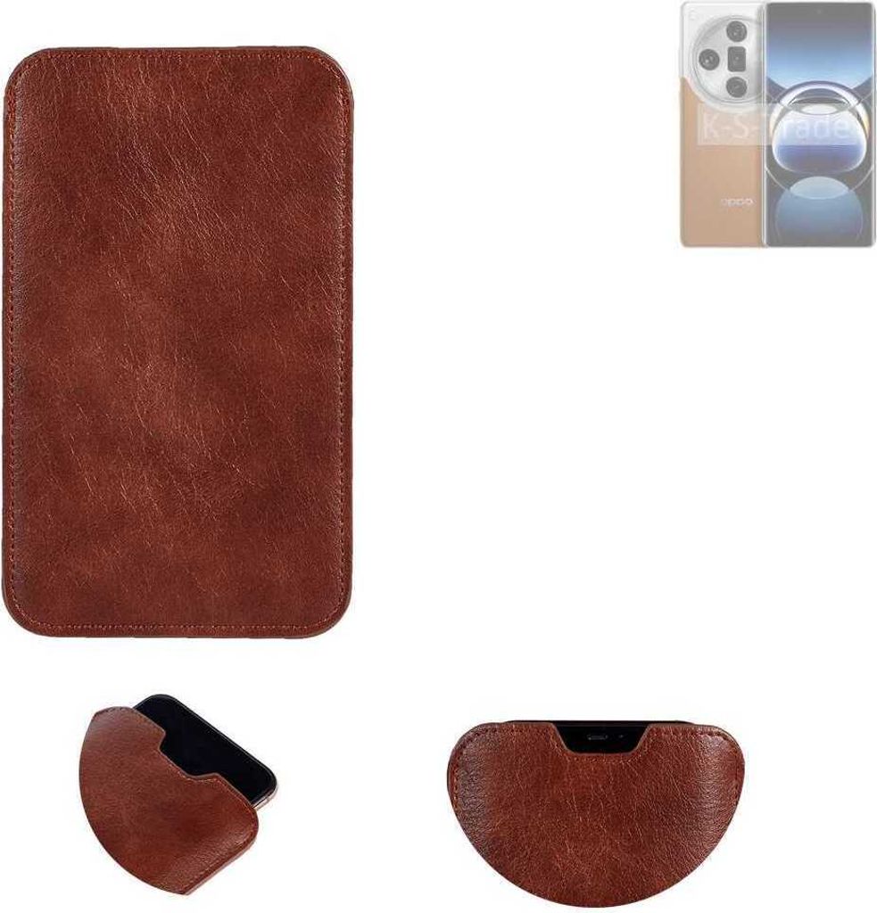 K-S-Trade Schutzhülle Handyhülle kompatibel mit Oppo Find X7 Handytasche Kunstleder Sleeve in braun