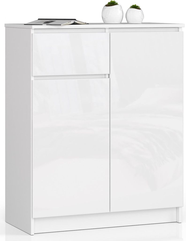 Elegante weiße Kommode K80 mit Hochglanzfinish und Stauraum