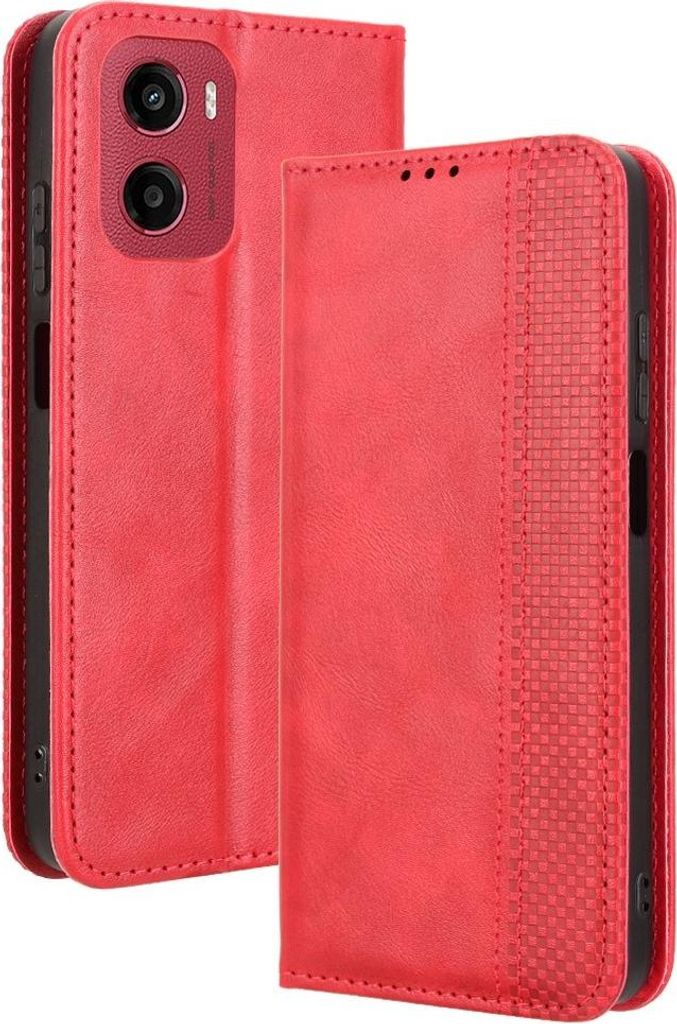 Motorola Moto G05 / E15 Hülle - Coverup Vintage Style Klapphülle - Rot