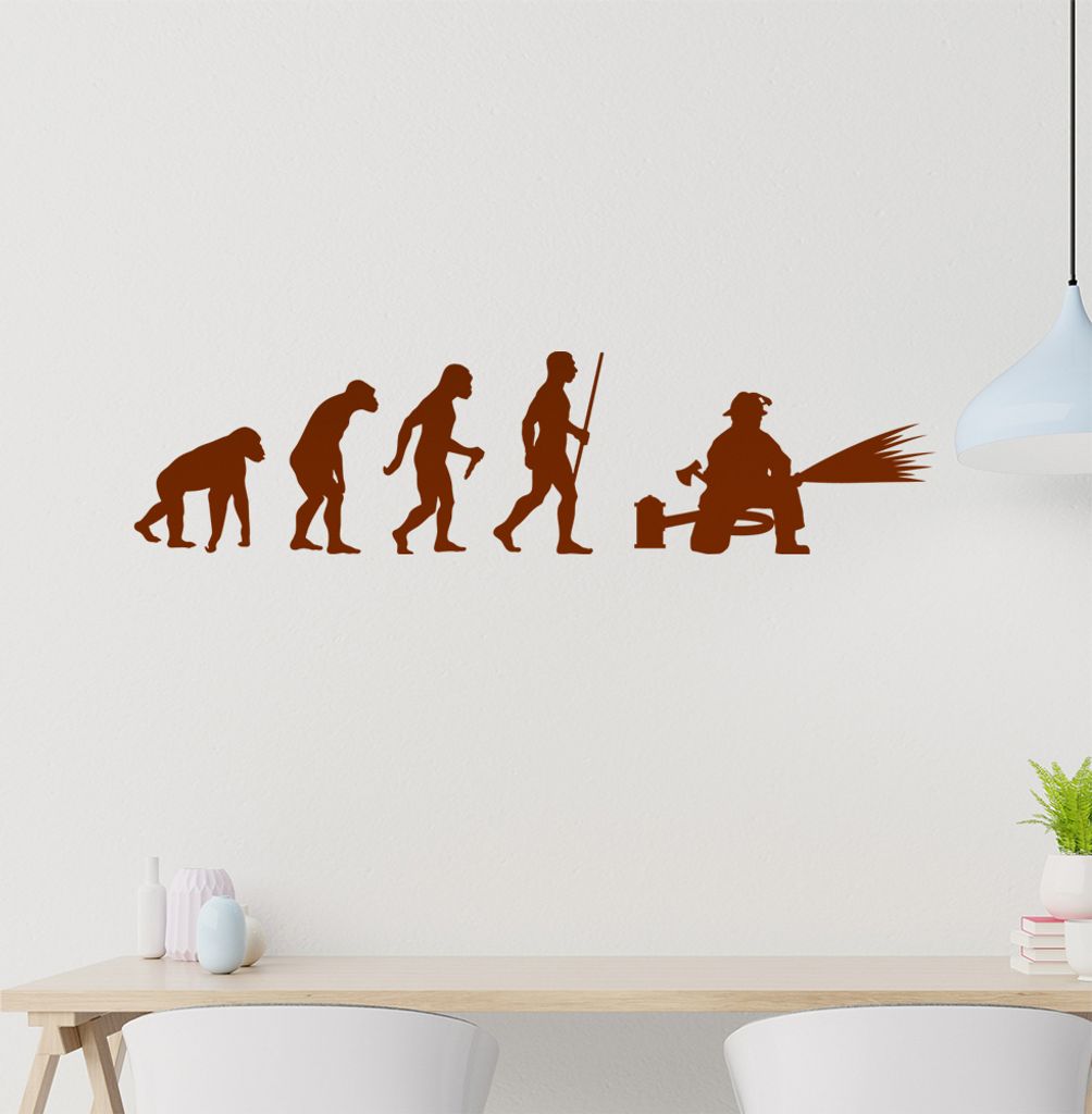 Feuerwehrmann Evolution Wandtattoo Wandaufkleber Wall Sticker - Dekoration, Küche, Wohnzimmer, Schlafzimmer, Badezimmer