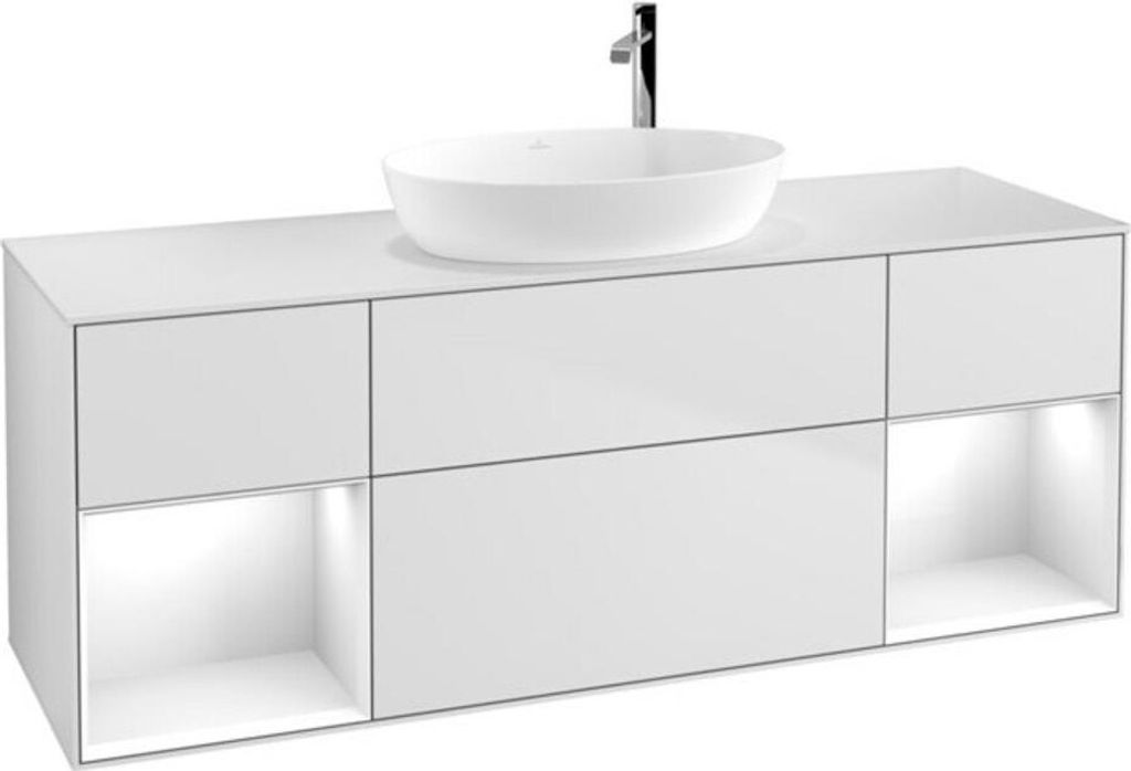 V&B Waschtischunterschrank Wandbeleuchtung Finion 160cm, Pl w m, Rg glo wh. Lac, wh. m Lac