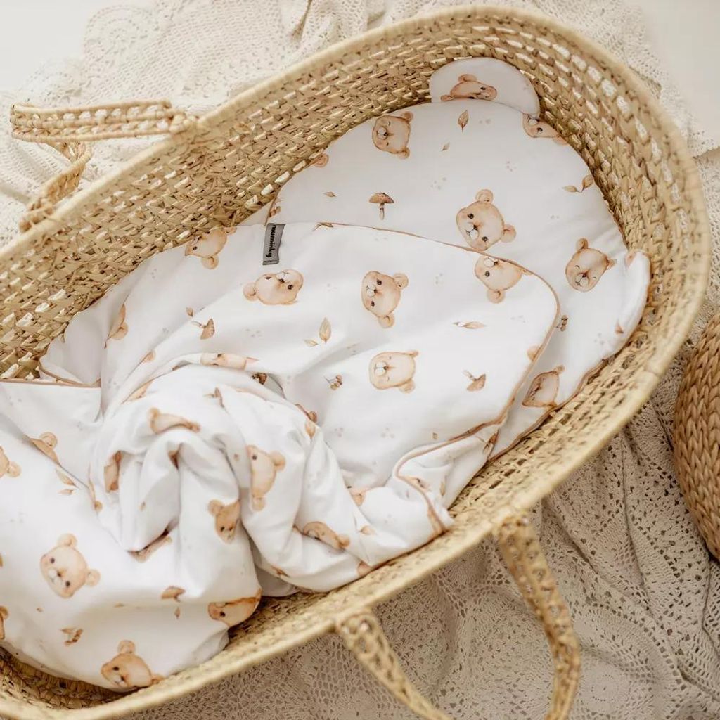 Muminky | Babybettwäsche Set - 100x135cm - 100% Baumwolle - Braune Teddybären - Antiallergisch - Handgefertigt in Polen