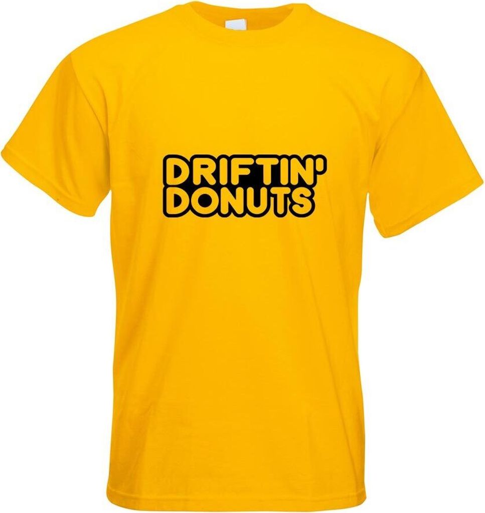 Kiwistar - T-Shirt - gelb - Driftin' Donuts Motiv Bedruckt Funshirt Design Print - mit Motiv Bedruckt - Funshirt Design - Sport - Freizeit - Herren...