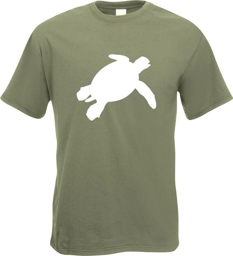 Kiwistar - T-Shirt - Olive - Schildkröte Silhouette Motiv Bedruckt Funshirt Design Print - mit Motiv Bedruckt - Funshirt Design - Sport - Freizeit...