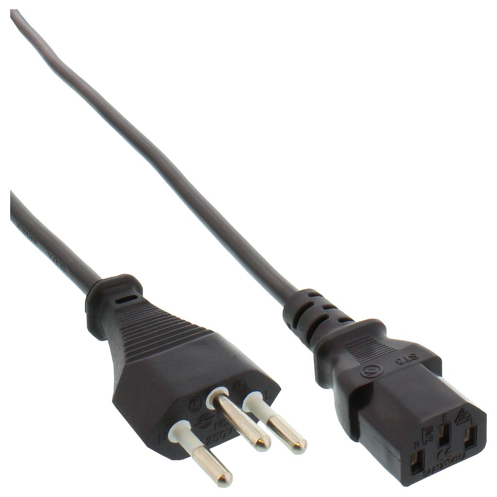 InLine Netzkabel, Netzstecker Schweiz auf Kaltgerätestecker C13, 5m