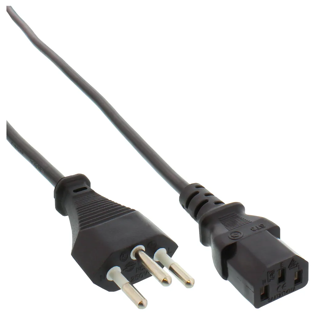 InLine 16655R Cavo Alimentazione Svizzera spina J a IEC C13 5m per PC