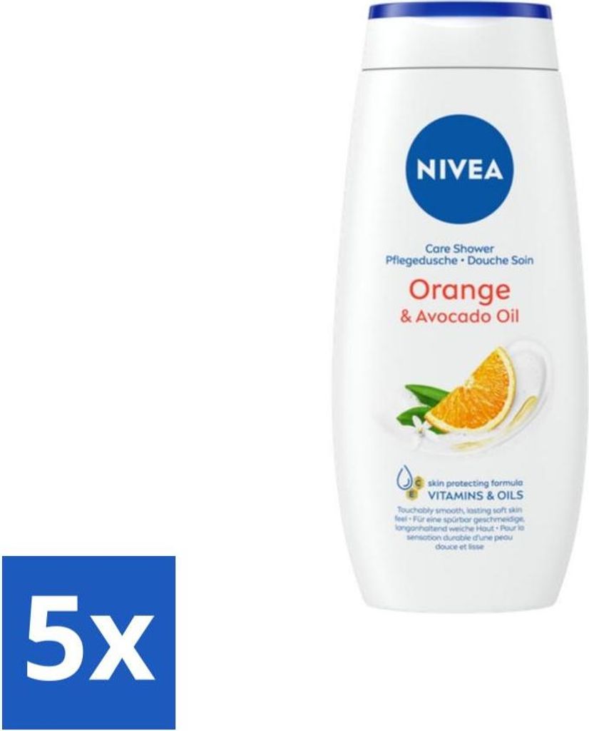 Nivea - Duschgel - Orange - Für geschmeidiges Hautgefühl - 250 ml - Vorteilspack - 5 Stücke