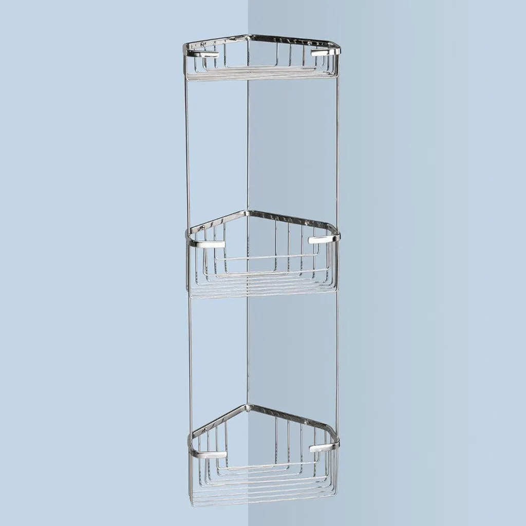 Serviteur de douche d'angle chrome inox avec 3 tablettes de rangement - 2