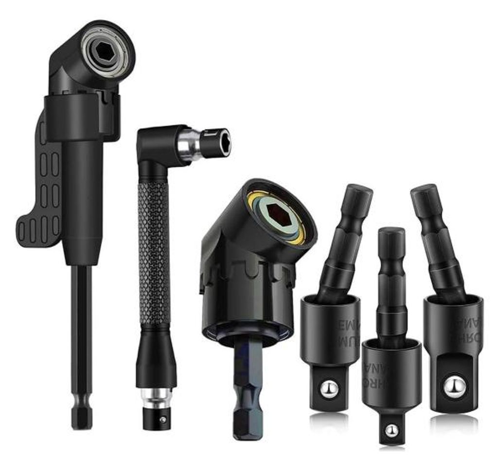 6er Set Rechtwinkliger Bohradapter Set, Winkelbohradapter Set, Winkelbohraufsatz für Bohrmaschine - EZADAPT