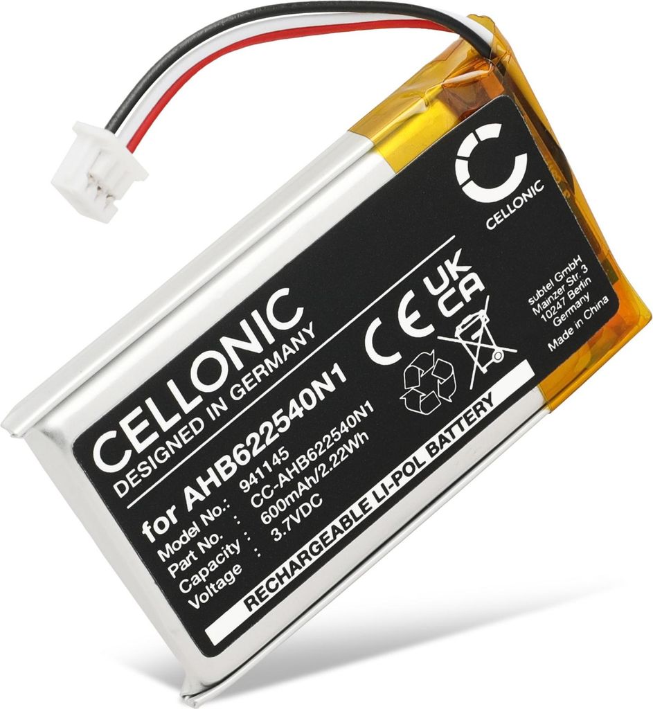 CELLONIC 1x Akku für Headset Kompatibel mit Sennheiser HD 4.40 BT, Momentum 2.0, Urbanite XL, AHB622540N1 - (600mAh, 3.7V)
