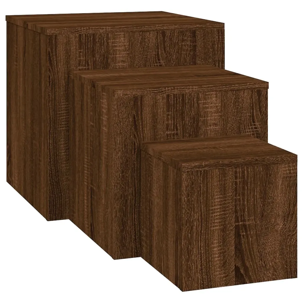 Offerta Set 3 Tavolini Legno Rovere Marrone: Prezzo e Qualità Garantiti