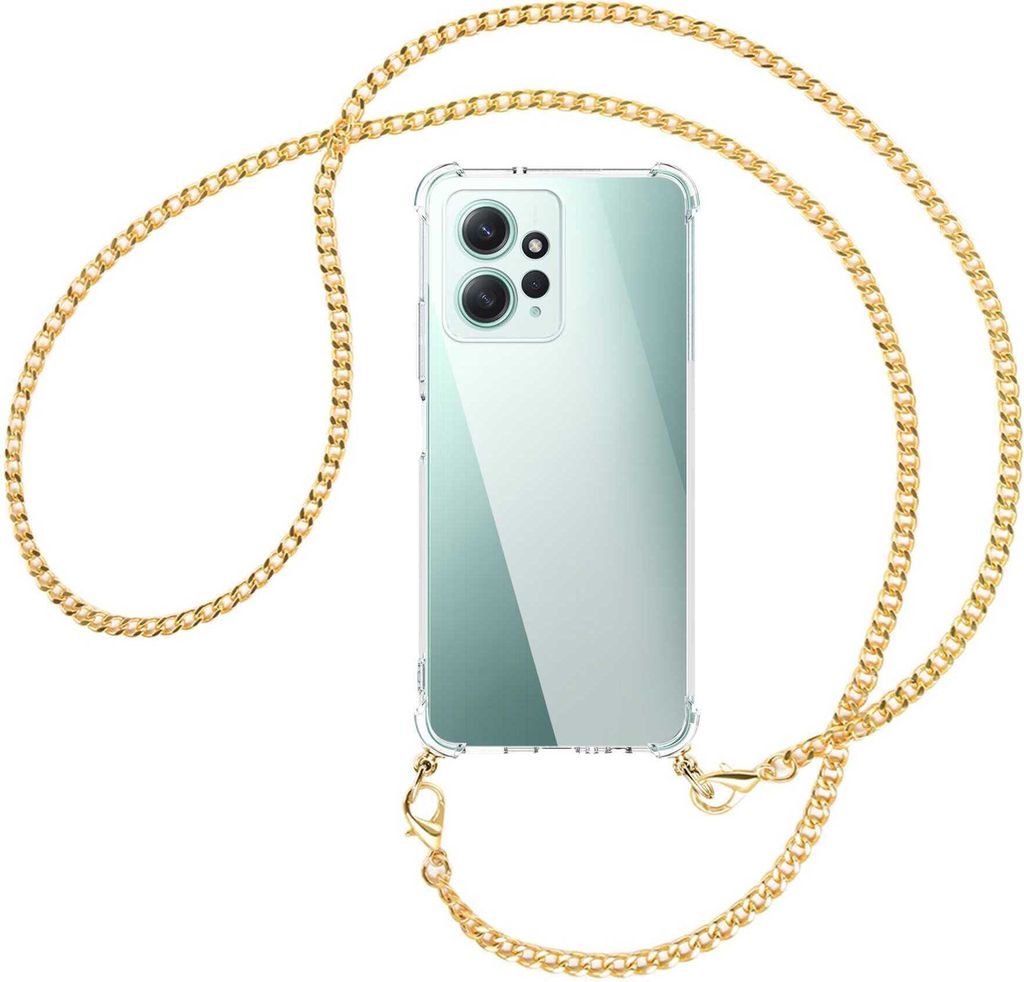 Handykette Backcover-Schutzhülle mit Band (Metall goldfarben) für Xiaomi Redmi Note 12 4G (6.67'') - goldfarbene Kette