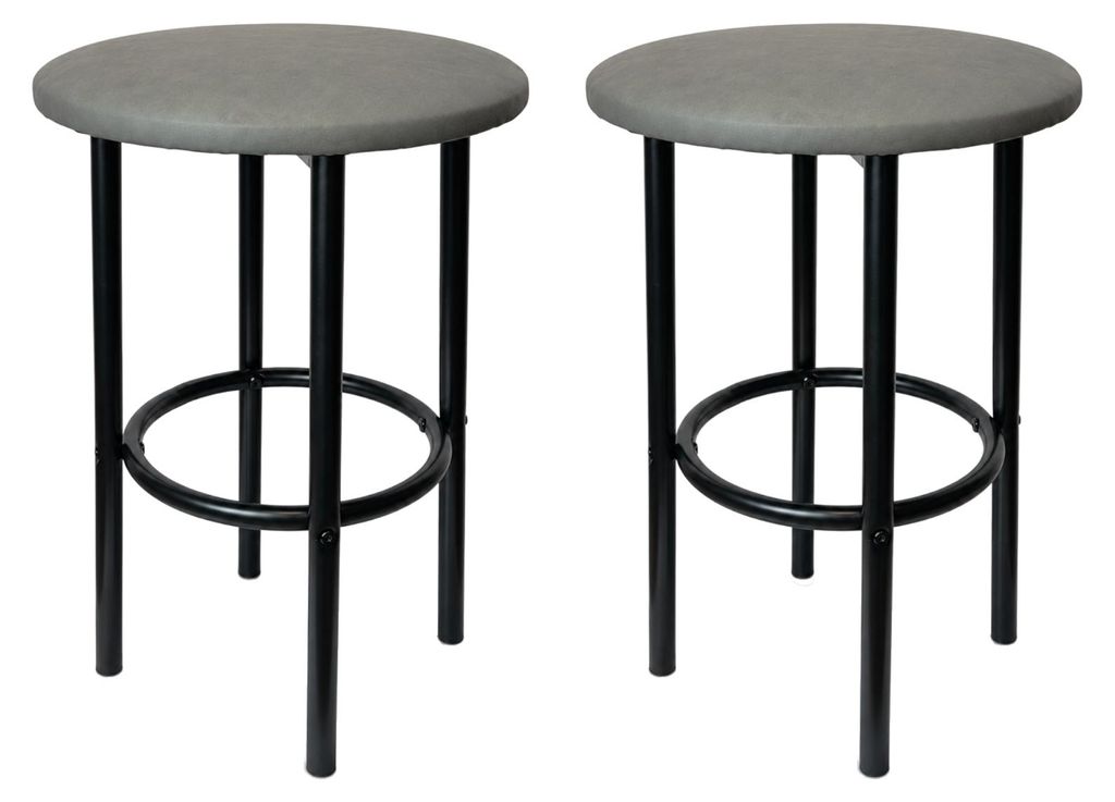 BEGRYF 2er Set Hocker 35x35x48 cm Grau Kunstleder Produktbild 