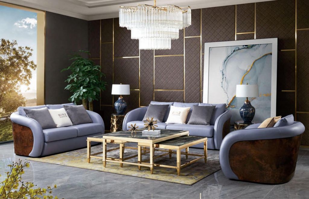 Luxus Wohnzimmer Möbel Sofagarnitur Ledersofa Couch Polster Produktbild 