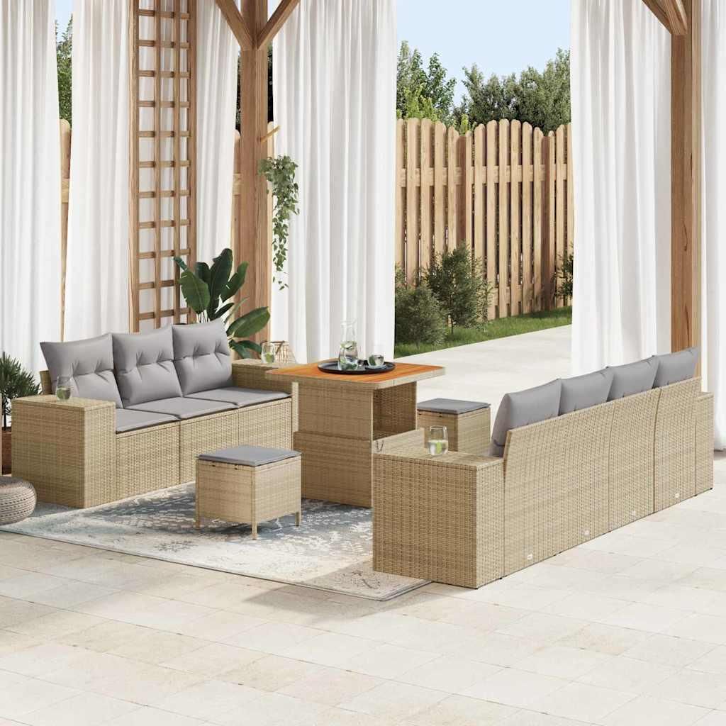 Maison Exclusive - Garten-Sofa-Set 10 pcs Beige Poly-Rattan