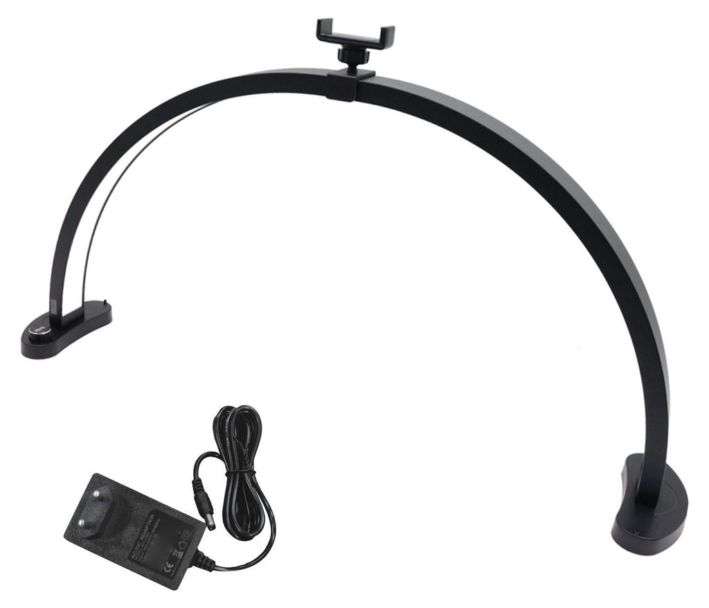 LED-Schreibtisch-Halbmondlicht, Schwarz, 3 Farbmodi, 10 Helligkeitsstufen, 28 Zoll, professionelle Nagellampe mit Telefonhalter für Salon, EU-Stecker