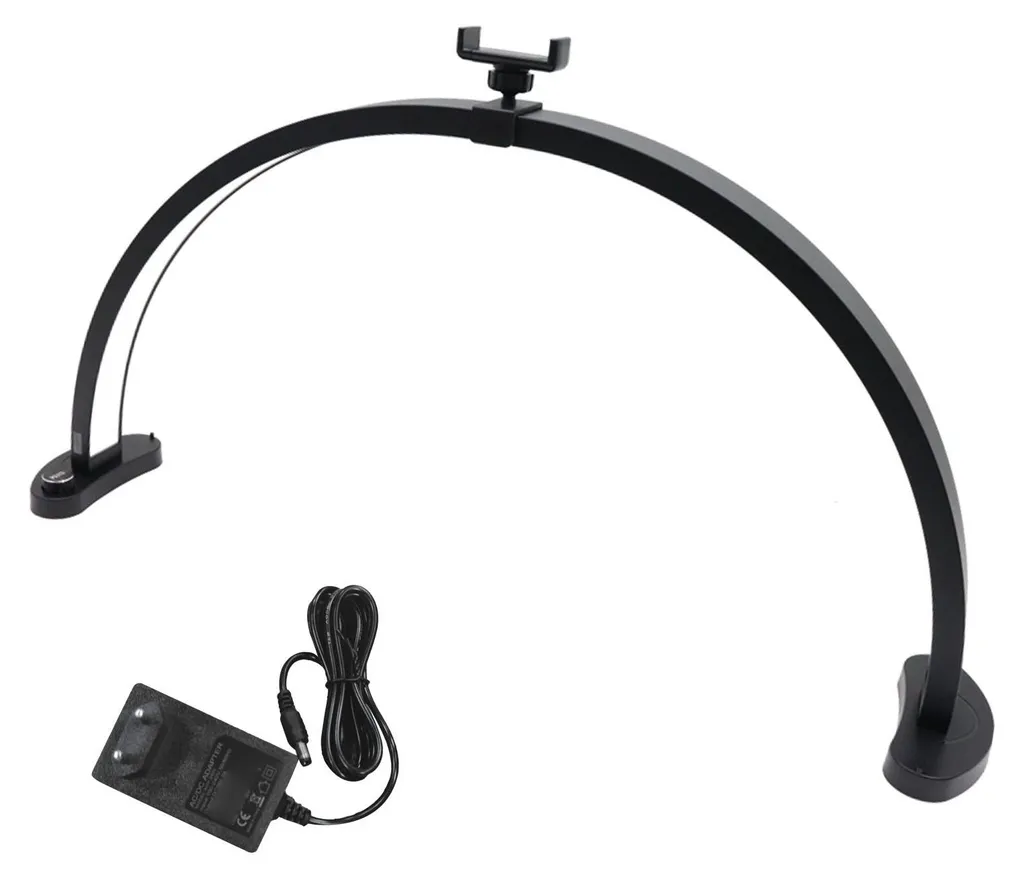 Lampe demi-lune LED noire 28" 3 modes de couleur avec support téléphone