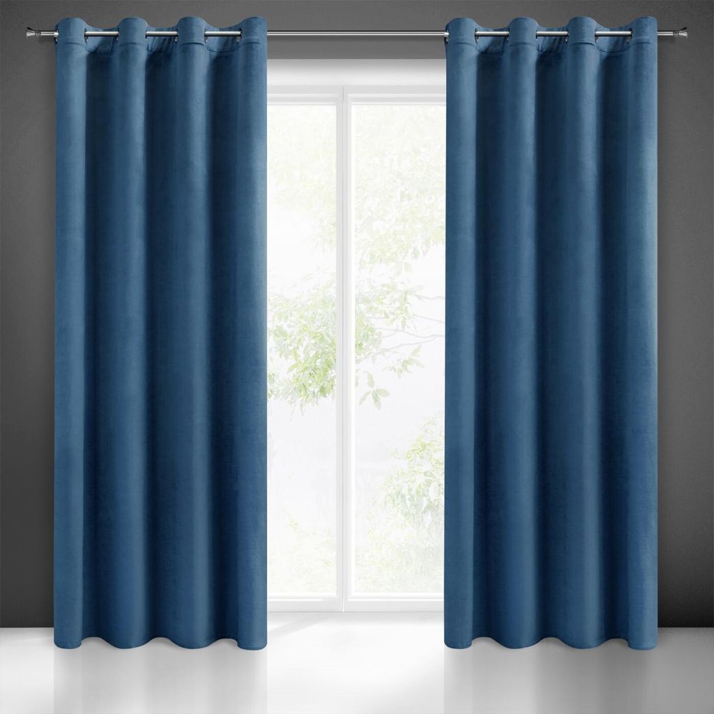 Záves s očkami tmavomodrý 140x250 cm 200 g/m2 moderný Obrázok produktu 