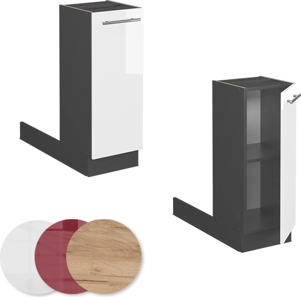 Vicco R-line Pensile Da Cucina 30 Cm – Antracite Lucido/bianco, 2 Porte, Ripiano Interno, Truciolare Melaminico 16 Mm