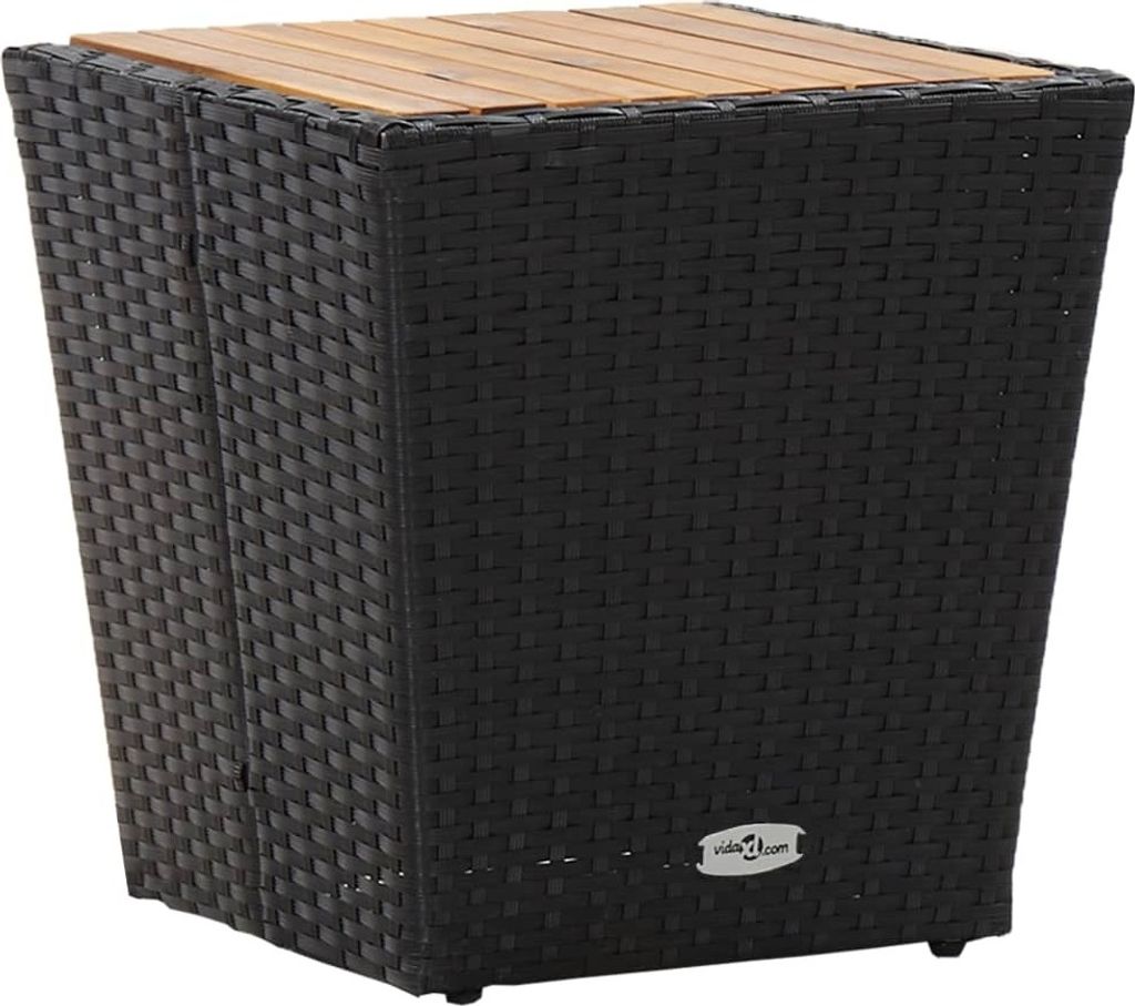 Beistelltisch Schwarz 41,5×41,5×43 cm Poly Rattan & Massivholz