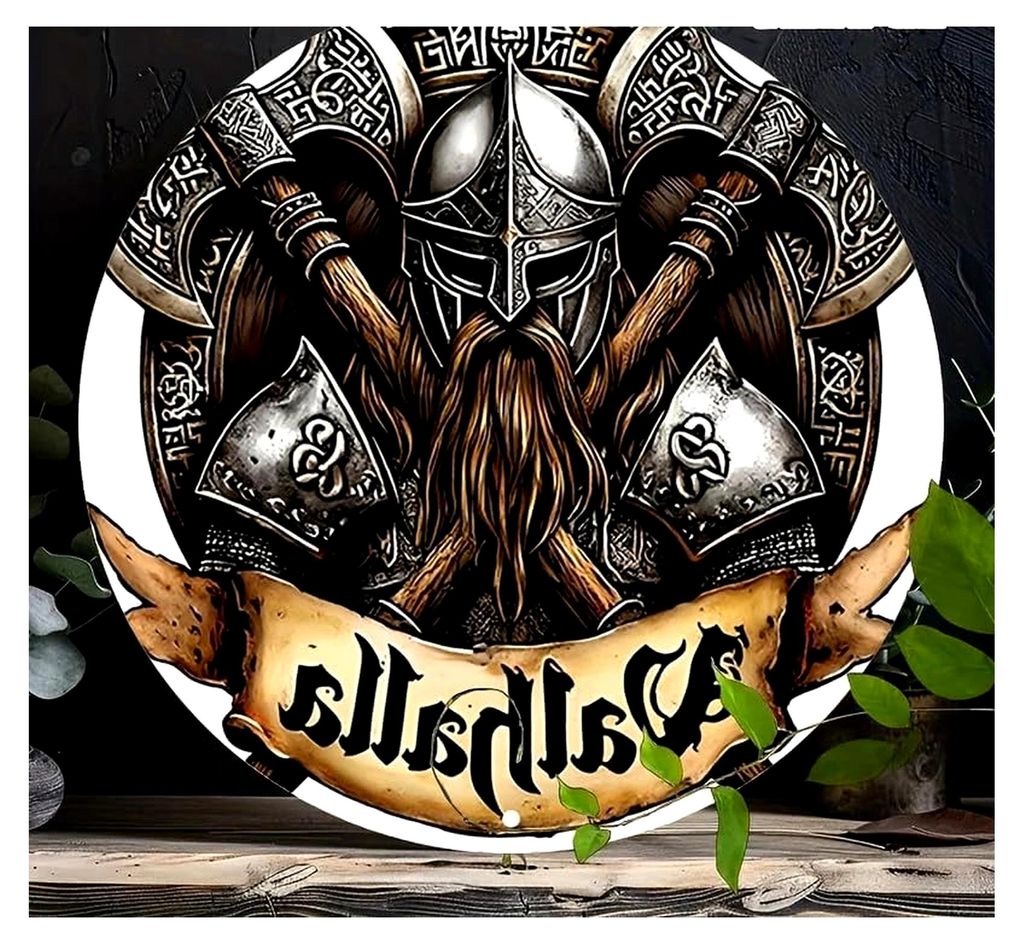 Wikinger Valhalla Axt Metall Schild Wand-Deko Thor Hammer Wandbild wall