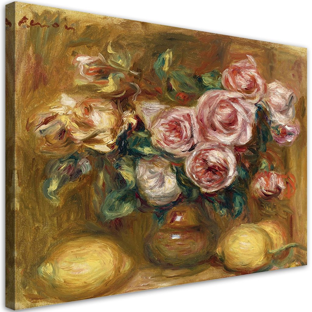 Leinwandbild Blumenstrauß aus Rosen - Auguste Renoir 100x70 Feeby Bunt bild für die wand bereit zum aufhängen