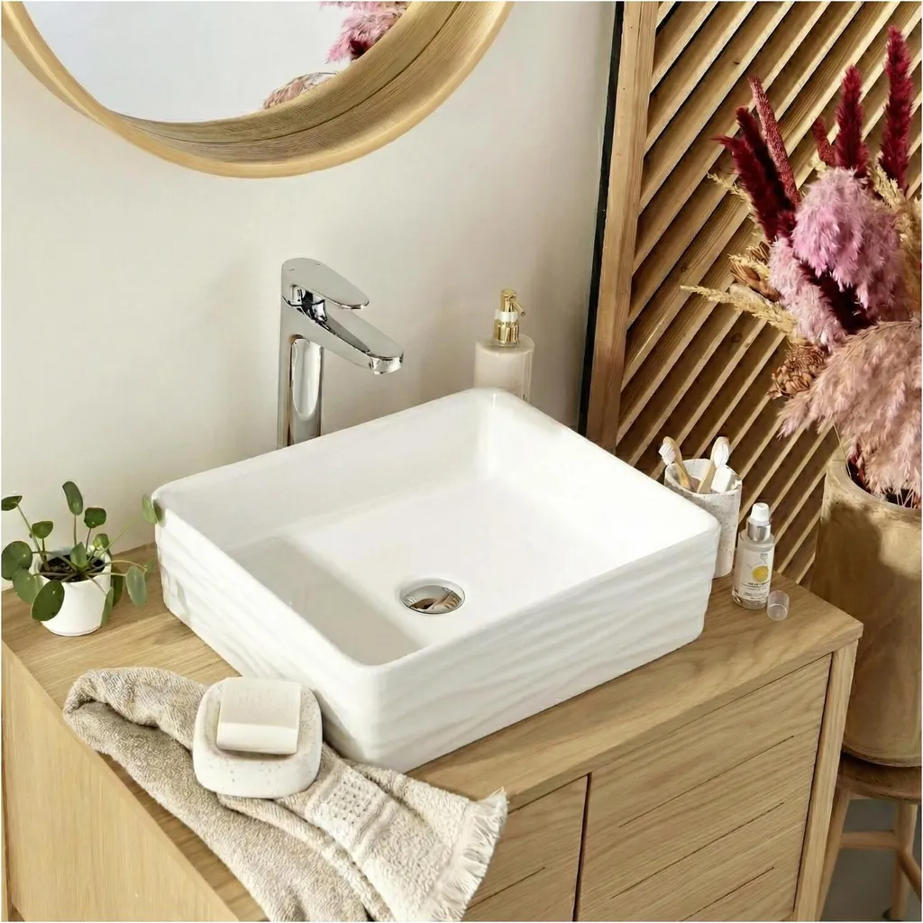 Lavabo Bagno SERENA Vetroceramica 47x36cm | Resistenza e Pulizia Facile