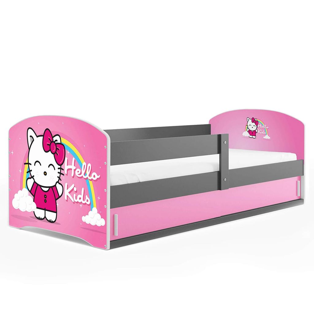 Kinderbett Leo - 80x160cm - Holzbett - Jugendbett - Einzelbett - Bett mit Matratze - Latenrost - Kiefernholz -Bett für Mädchen und Jungen - Staur...