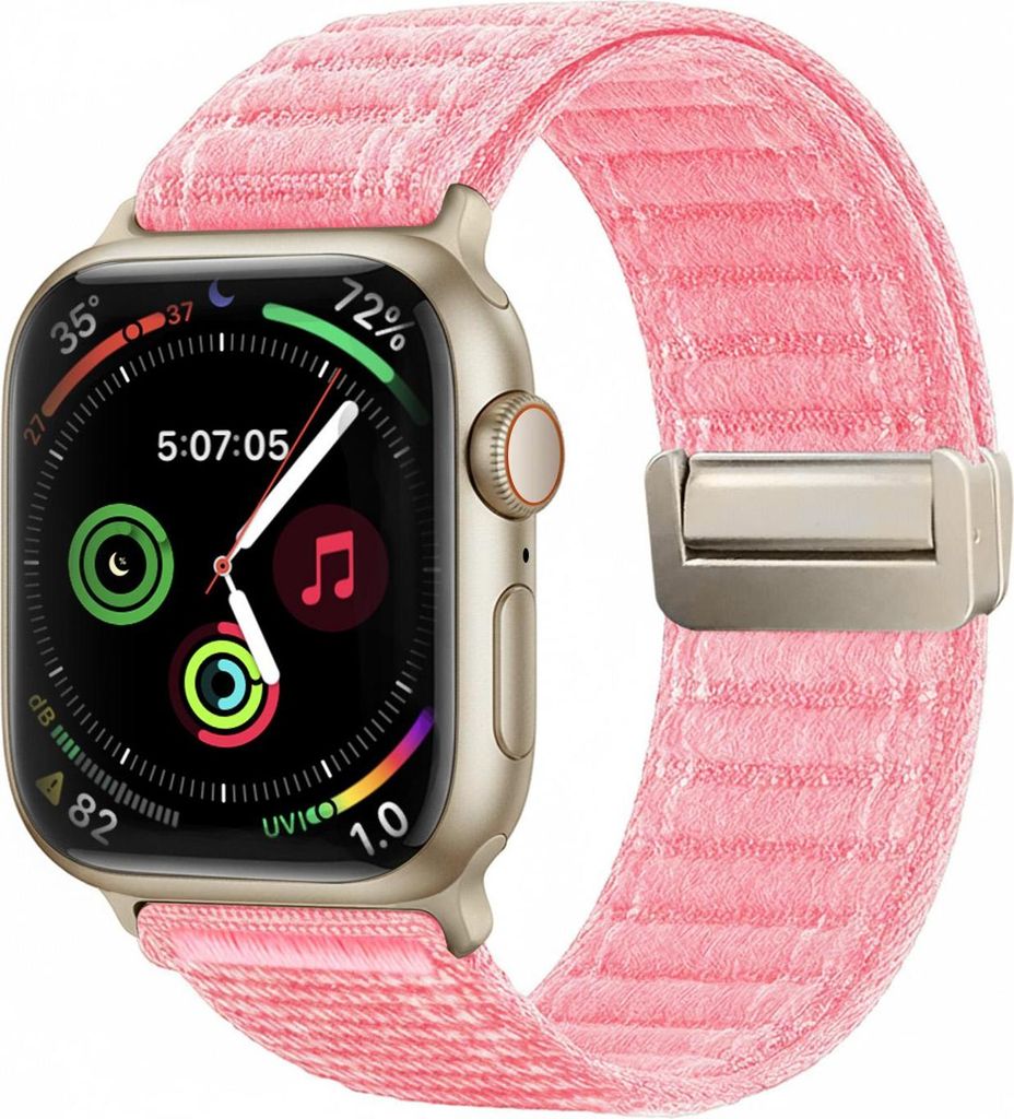 Smartwatch Armband für Apple Watch Series 1 42mm Nylon Textil Band Ersatzband Wechselband Magnetverschluss flexibel atmungsaktiv Rosa