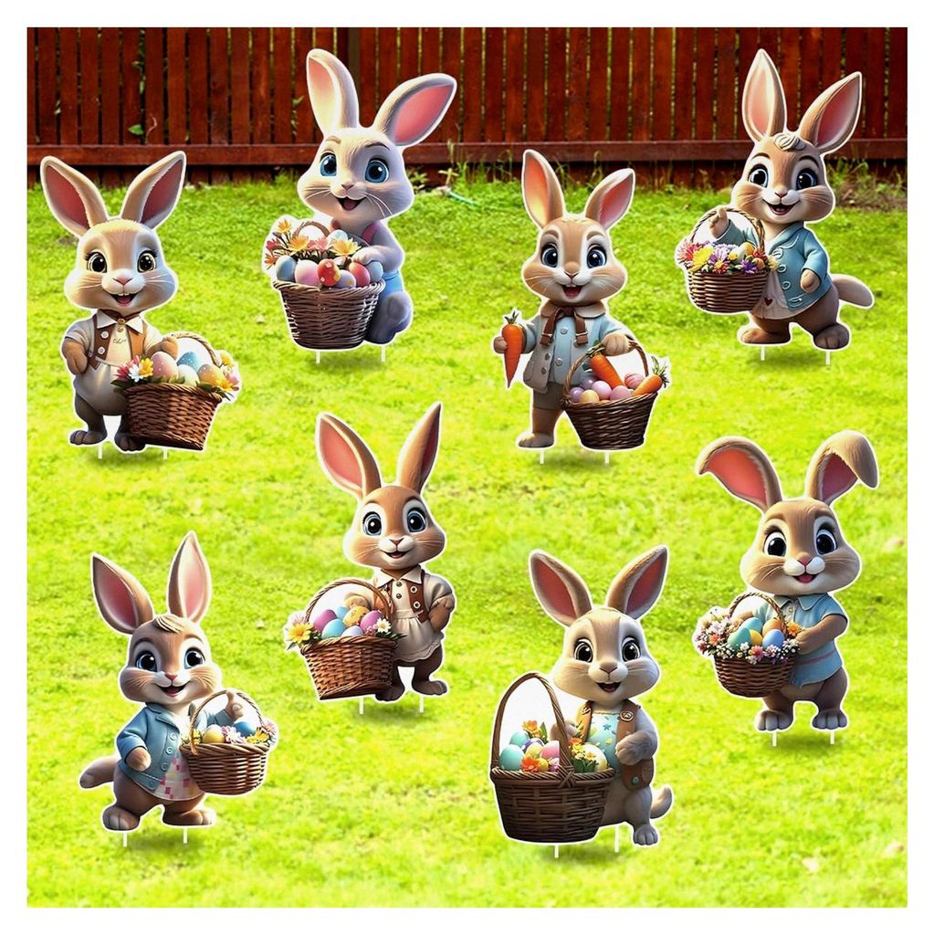 Osterhasen Gartenstecker, 2D Ostern Hasen Werbeschilder für die Gartendekoration