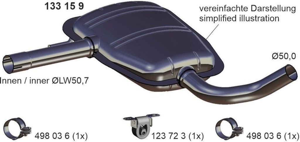 ERNST 133159 Mittelschalldämpfer Schalldämpfer für VW PASSAT Variant (3A5, 35I) PASSAT (3A2, 35I)