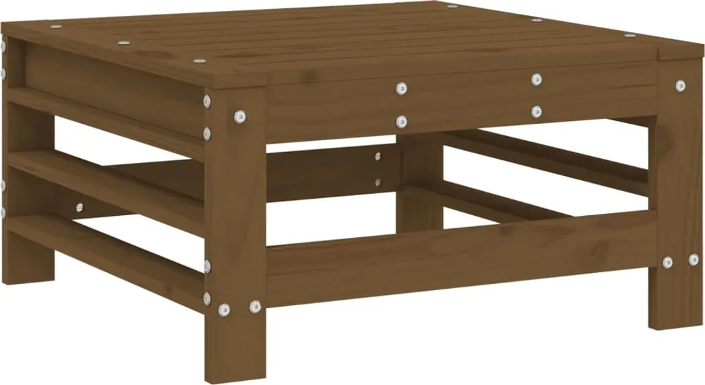 Poggiapiedi da Giardino Marrone Miele in Legno Massiccio con Cuscino - 5
