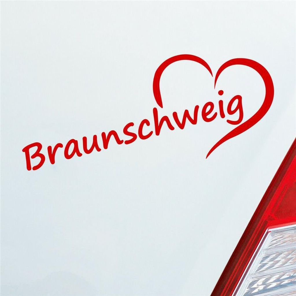 Auto Aufkleber Braunschweig Herz Stadt City Liebe Love 19,5x8 cm Rot Sticker Heckscheibenaufkleber