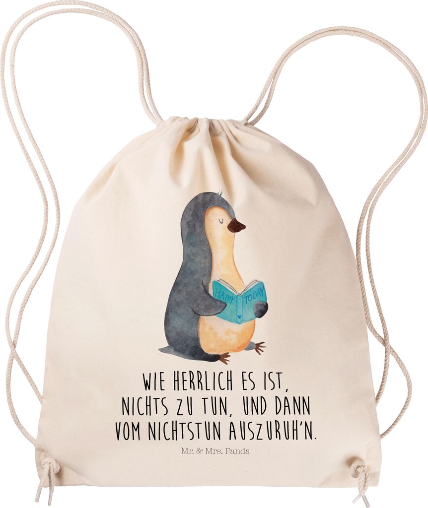 Mr. & Mrs. Panda kordelbeutel Pinguin Buch - Transparent - Geschenk, Bücherwurm, Turnbeutel, wander rucksack, gym tasche, festival, sporttasche kl...