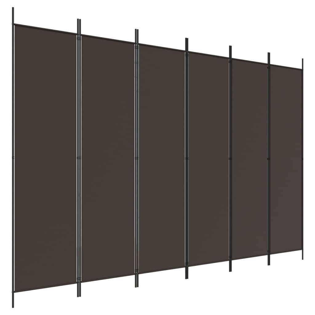 A brown, multi-panel room divider or privacy screen is displayed against a plain white background.