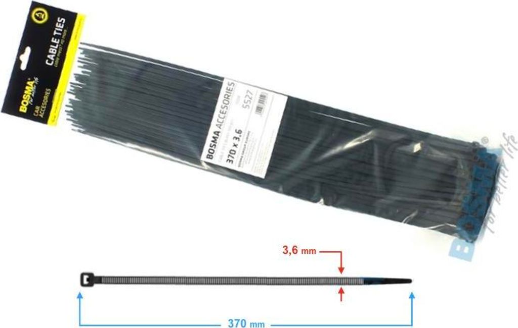 BOSMA Kabelbinder 3,6 x 370 mm schwarz (100 Stück) 5527