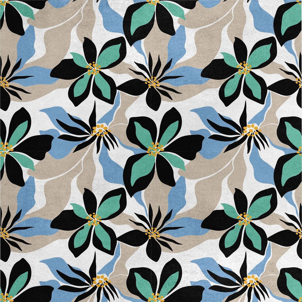 Royal Samt Stoff Polyester Zum Nähen - Motiv abstrakte tropische Blumen
