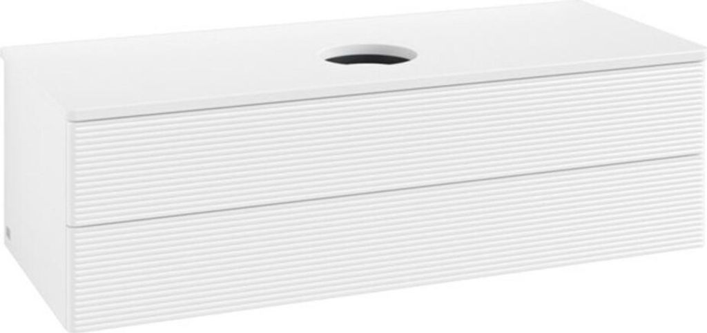 V&B Waschtischunterschrank mit Frontstruktur, mit Beleuchtung Antao 120x36x50cm, WBP-farbe Lac, wh. m Lac