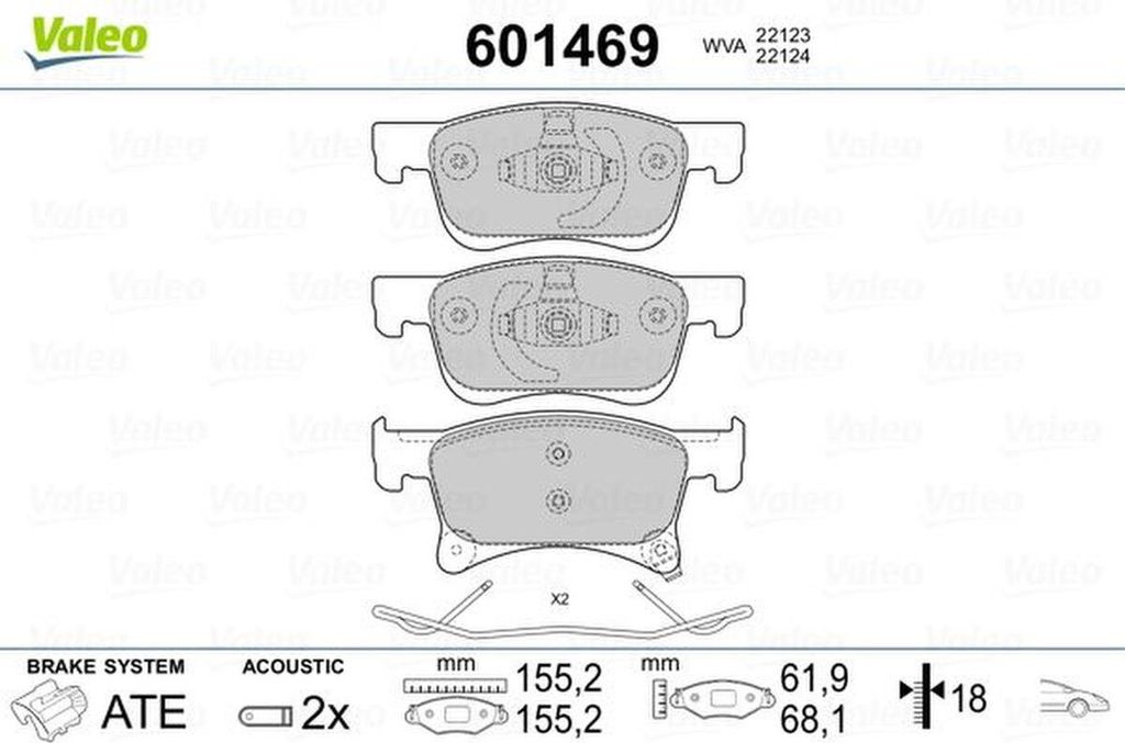 VALEO Bremsbeläge Satz Vorne für OPEL Corsa E Schrägheck (X15) 601469