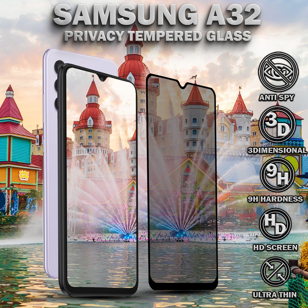 Sichtschutz Schutzfolie für Samsung A32 - gehärtetes Glas 9H - Super Qualität 3D