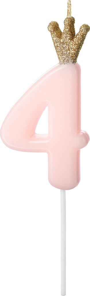 Geburtstagskerze Zahl 4, hellrosa, 9,5cm Produktbild 