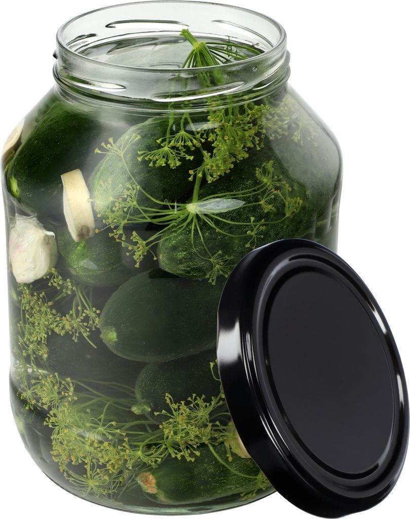 KADAX Weckgläser mit schwarz Deckel "Albi", Einmachglas zum Einlegen, Einmachgläser, 100 mm, 2.5L, 1 Stück