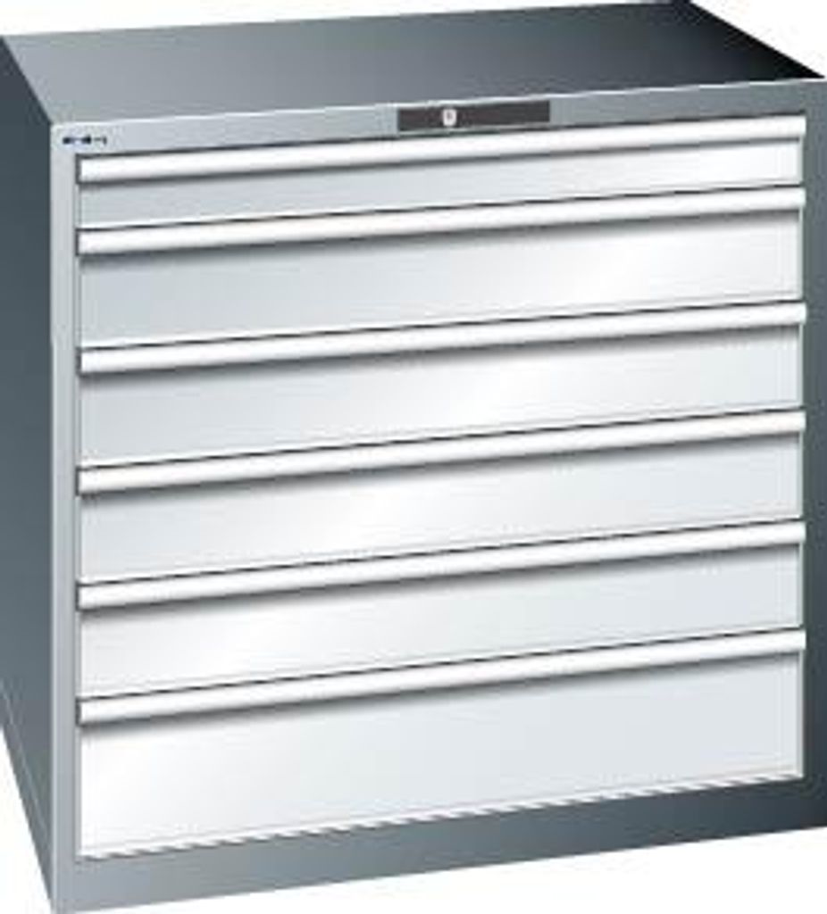 LISTA Schubladenschrank 54x36E B1023xT725xH1000mm RAL 5012 6 Schubladen 200kg LISTA