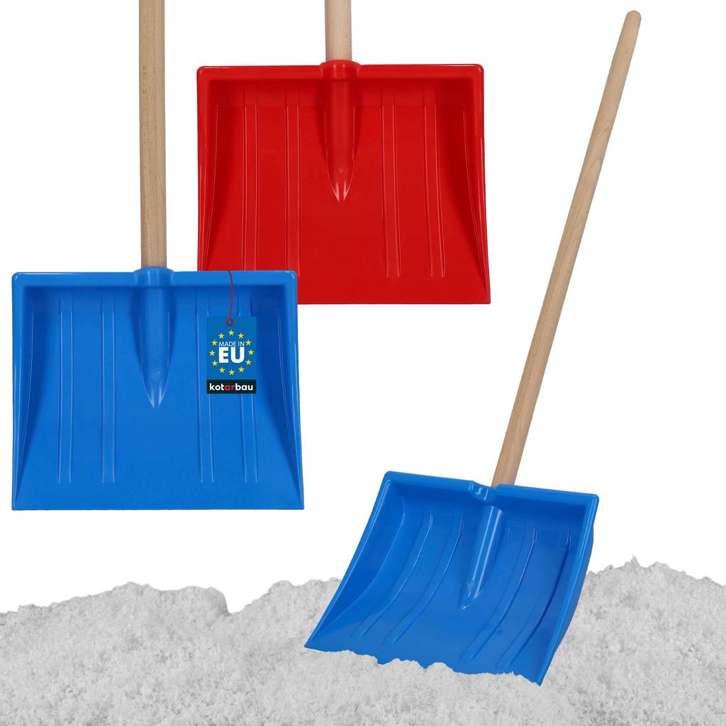 KOTARBAU 2er Set Schneeschaufel für Kinder 25 x 20 cm Schnee Schaufel mit Holzstiel 82 cm Kinderschaufel Leicht & Sicher Schneeschieber Klein Bl...