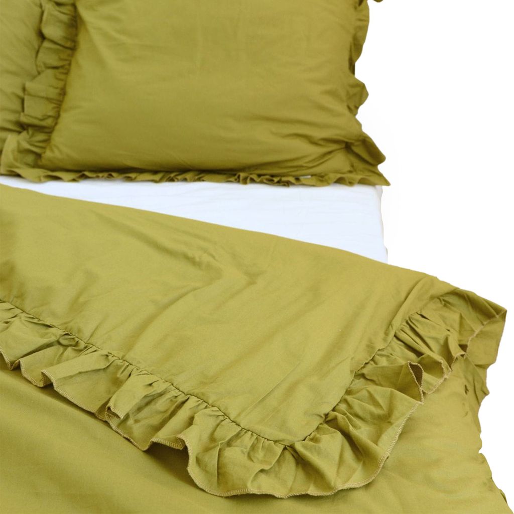 Bettwäsche Mit Rüschen Schlafzimmer Bettdeckenbezug 160X200 Cm Olivgrün