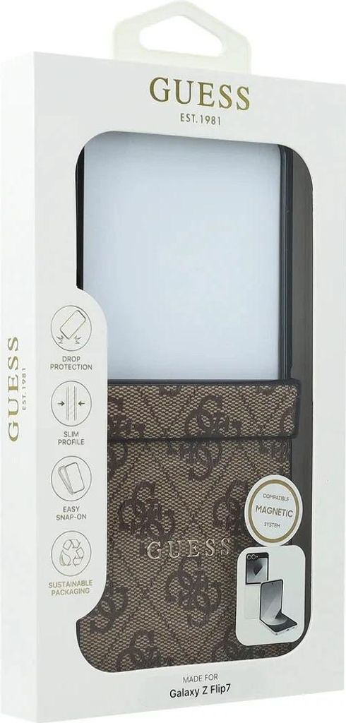 Guess - 4G Collection Leather MagSafe (GUHMZF7P4MSEGCW) - Samsung Galaxy Z Flip7 - Brown