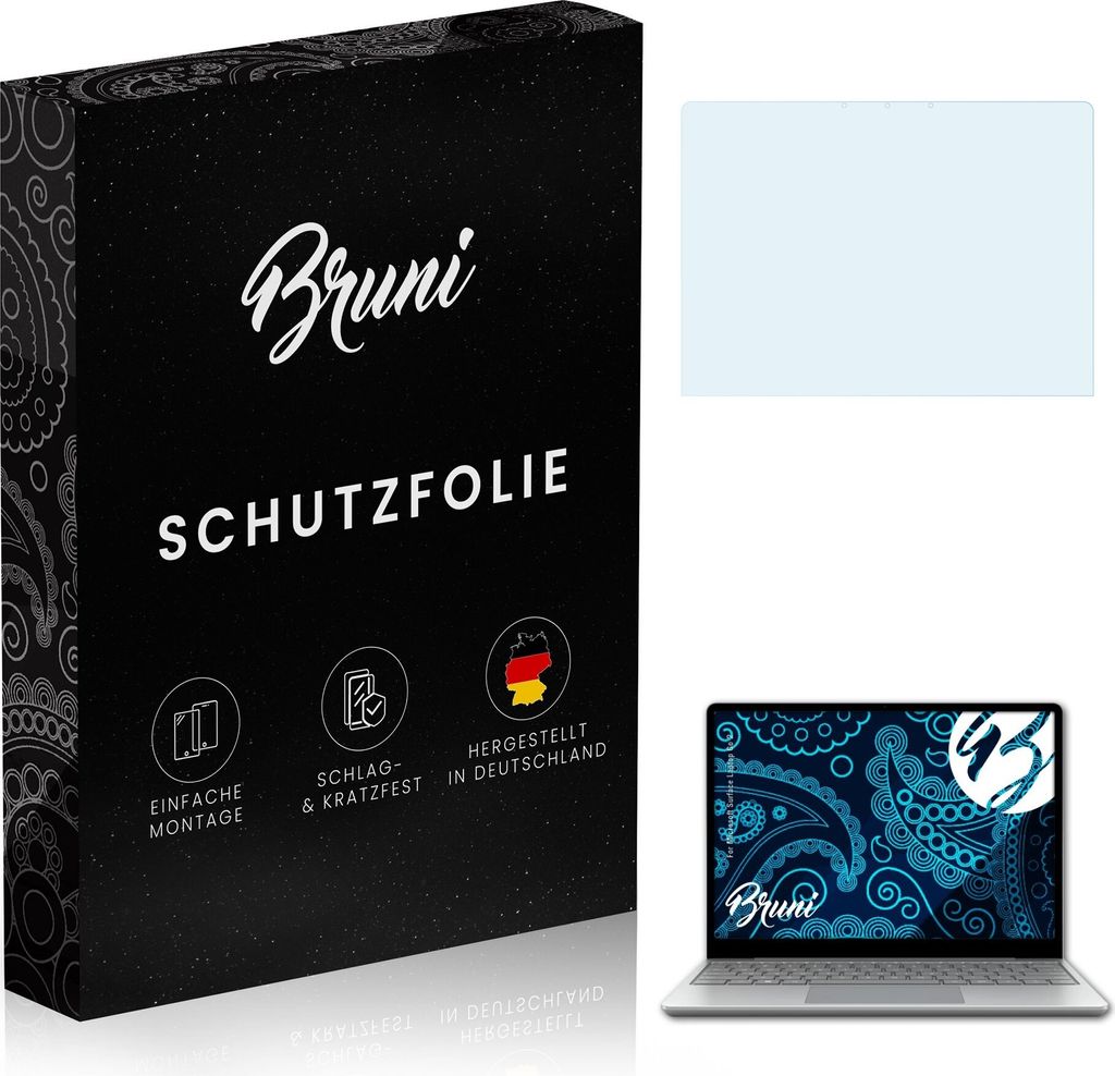 Bruni Basics-Clear 2x Schutzfolie kompatibel mit Microsoft Surface Laptop Go 2 Folie