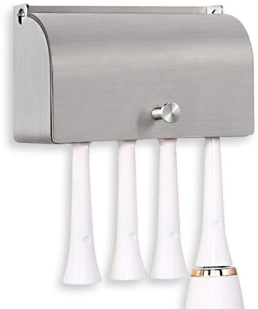 Support brosses à dents mural 4 places en inox pour salle de bain chic