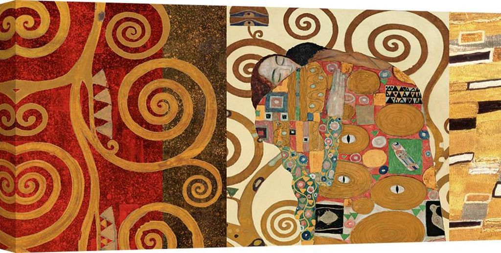 Leinwandbilder – Gustav Klimt, Die Umarmung (Gold) – 100x50 cm